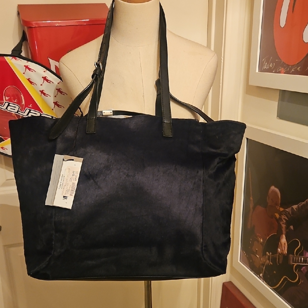 Foley + Corinna Elegant Black Pony Hair Tote Bag - Picture 1 of 10